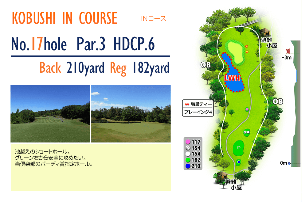 こぶしゴルフ倶楽部 IN17番ホール コース図