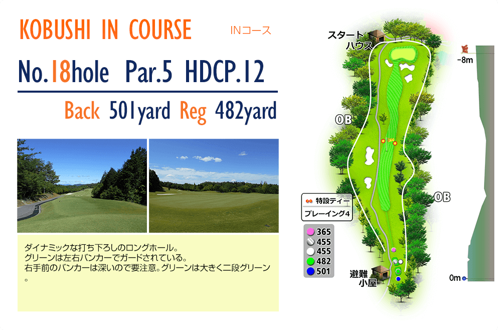 こぶしゴルフ倶楽部 IN18番ホール コース図