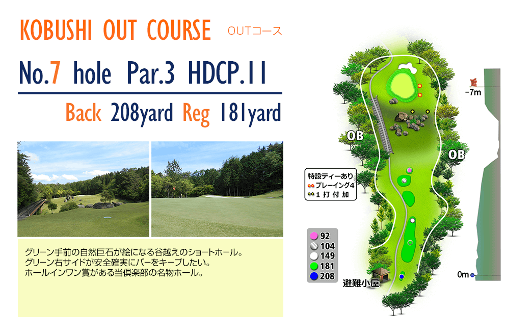 こぶしゴルフ倶楽部 OUT7番ホール コース図