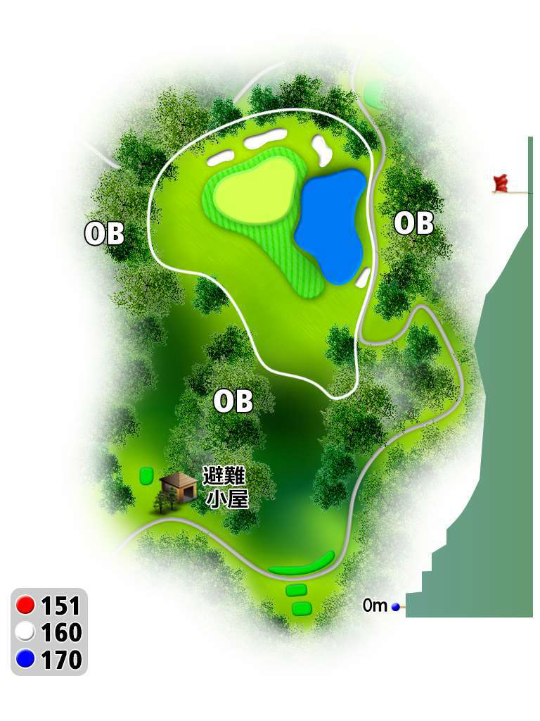 東海カントリークラブ IN16番ホール コース図