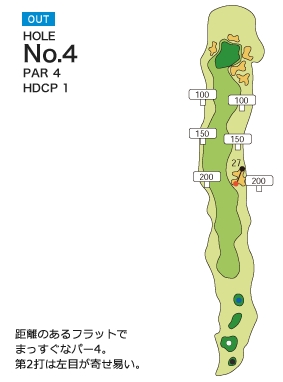 中峰ゴルフ倶楽部 OUT4番ホール コース図