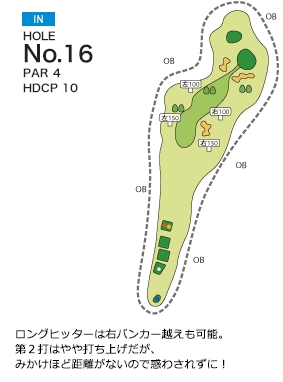 神有カントリー倶楽部 IN16番ホール コース図