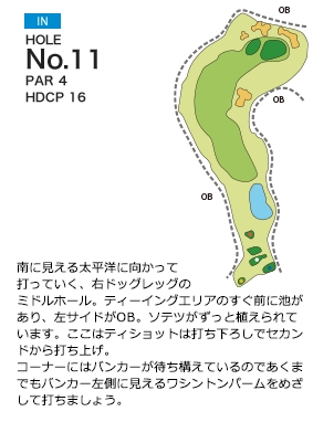 土佐山田ゴルフ倶楽部 IN11番ホール コース図
