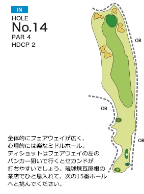 土佐山田ゴルフ倶楽部 IN14番ホール コース図