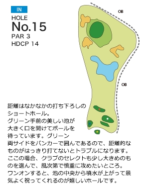 土佐山田ゴルフ倶楽部 IN15番ホール コース図