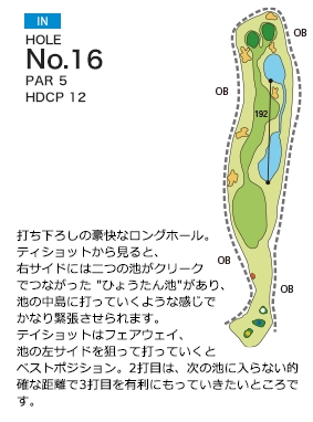 土佐山田ゴルフ倶楽部 IN16番ホール コース図