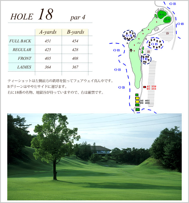 岐阜稲口ゴルフ倶楽部 IN18番ホール コース図