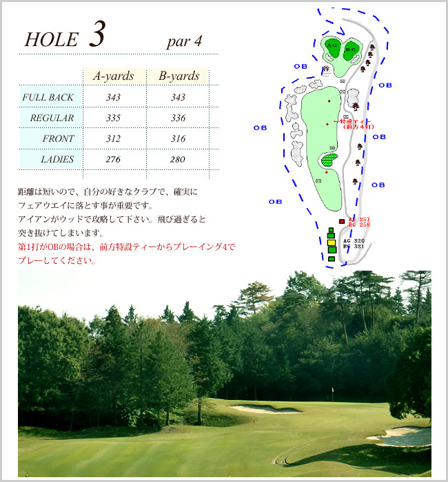 岐阜稲口ゴルフ倶楽部 OUT3番ホール コース図