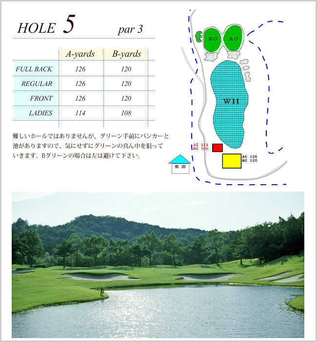 岐阜稲口ゴルフ倶楽部 OUT5番ホール コース図