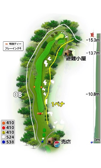 蓼科高原カントリークラブ りんどうコース4番ホール コース図
