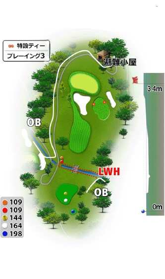 蓼科高原カントリークラブ りんどうコース8番ホール コース図