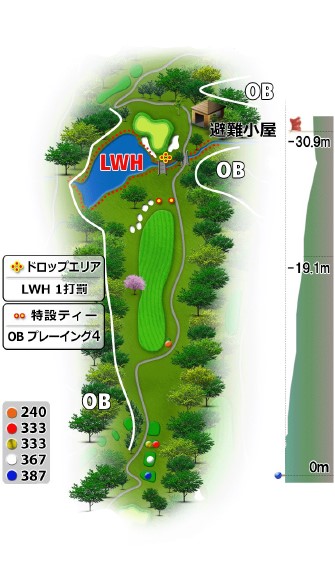 蓼科高原カントリークラブ しゃくなげコース2番ホール コース図
