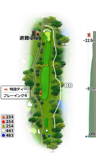 蓼科高原カントリークラブ しゃくなげコース4番ホール コース図