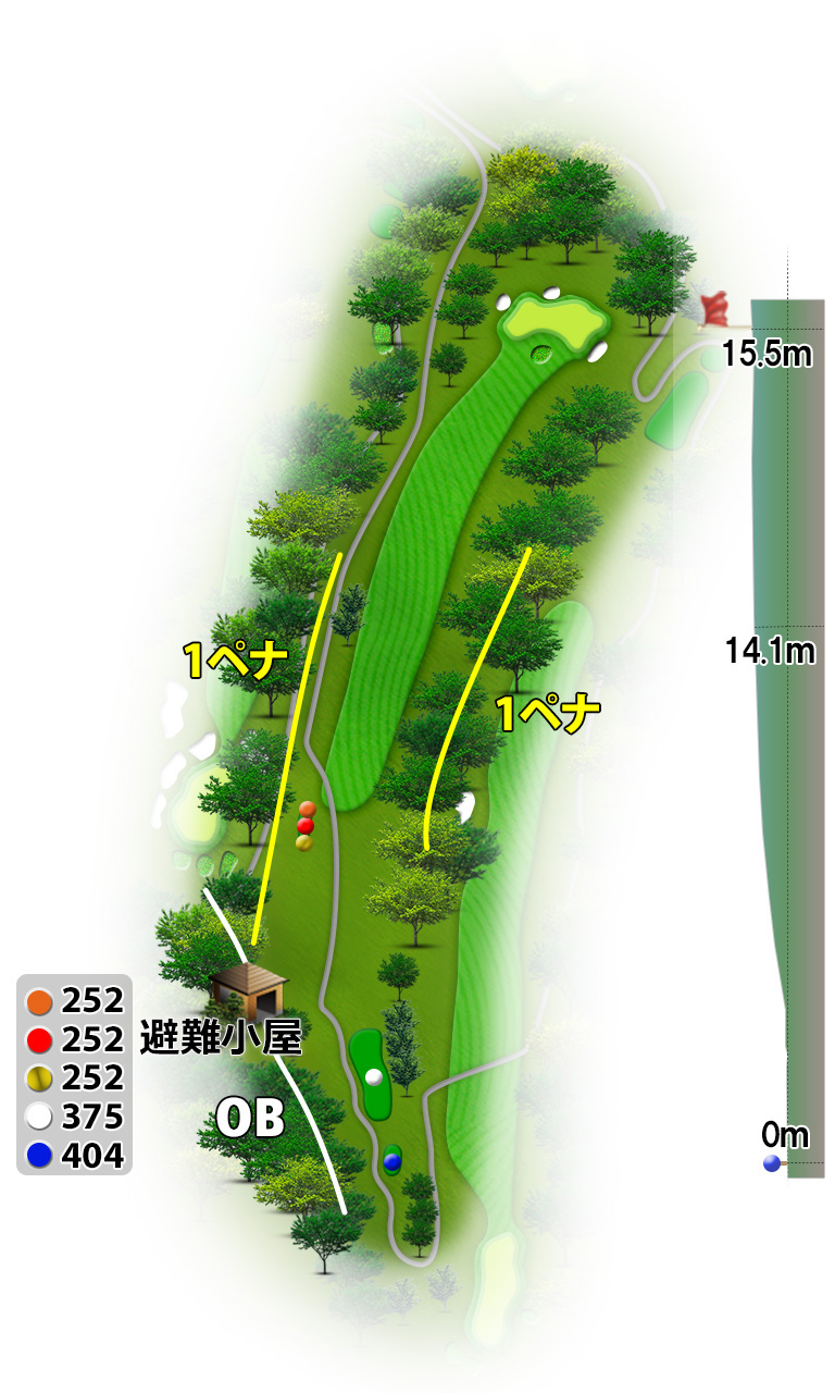 蓼科高原カントリークラブ すずらんコース5番ホール コース図