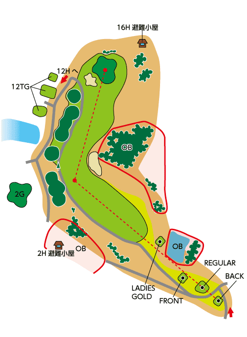 朝日野カントリー倶楽部 IN11番ホール コース図