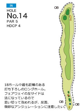 名古屋ヒルズゴルフ倶楽部 ローズコース IN14番ホール コース図