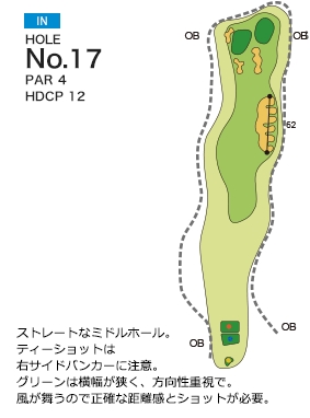 名古屋ヒルズゴルフ倶楽部 ローズコース IN17番ホール コース図