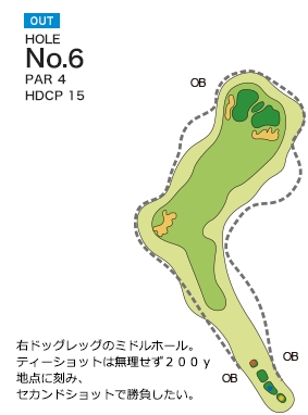 名古屋ヒルズゴルフ倶楽部 ローズコース OUT6番ホール コース図