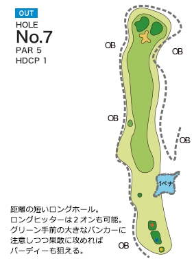 名古屋ヒルズゴルフ倶楽部 ローズコース OUT7番ホール コース図