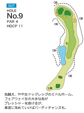 名古屋ヒルズゴルフ倶楽部 ローズコース OUT9番ホール コース図
