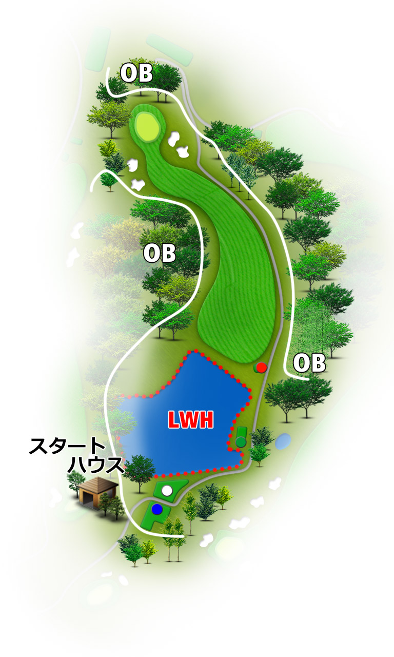 播州東洋ゴルフ倶楽部 OUT1番ホール コース図
