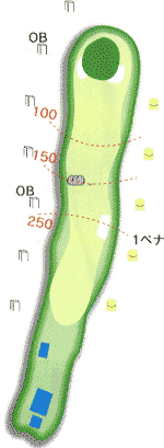 プリンスランドゴルフクラブ OUT6番ホール コース図