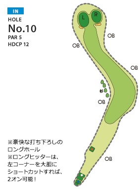 伊勢原カントリークラブ IN10番ホール コース図
