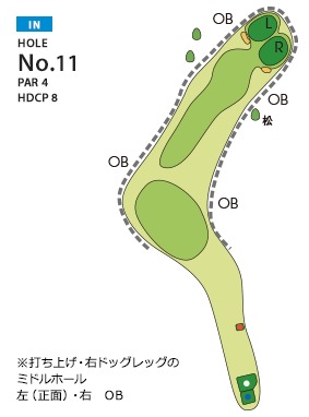伊勢原カントリークラブ IN11番ホール コース図