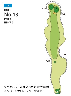 伊勢原カントリークラブ IN13番ホール コース図