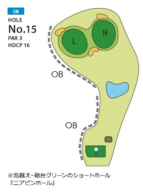 伊勢原カントリークラブ IN15番ホール コース図