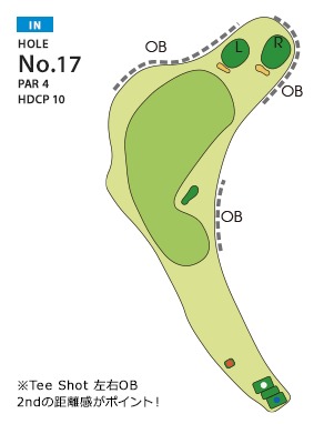 伊勢原カントリークラブ IN17番ホール コース図