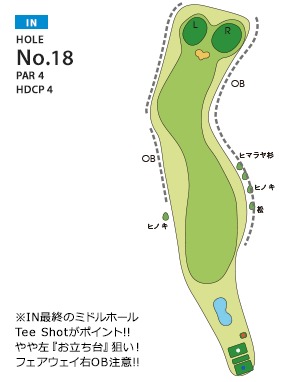 伊勢原カントリークラブ IN18番ホール コース図