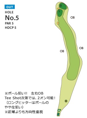 伊勢原カントリークラブ OUT5番ホール コース図