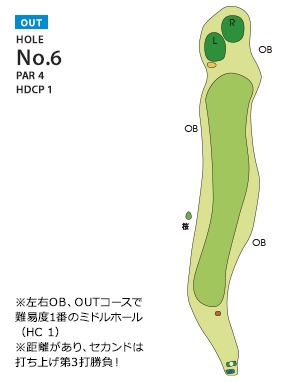 伊勢原カントリークラブ OUT6番ホール コース図