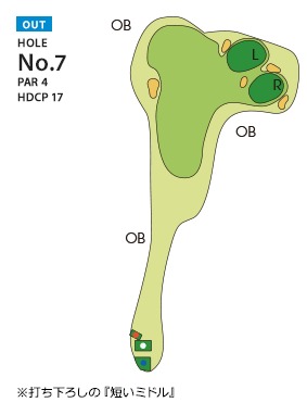 伊勢原カントリークラブ OUT7番ホール コース図