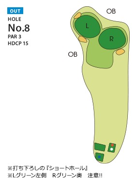 伊勢原カントリークラブ OUT8番ホール コース図
