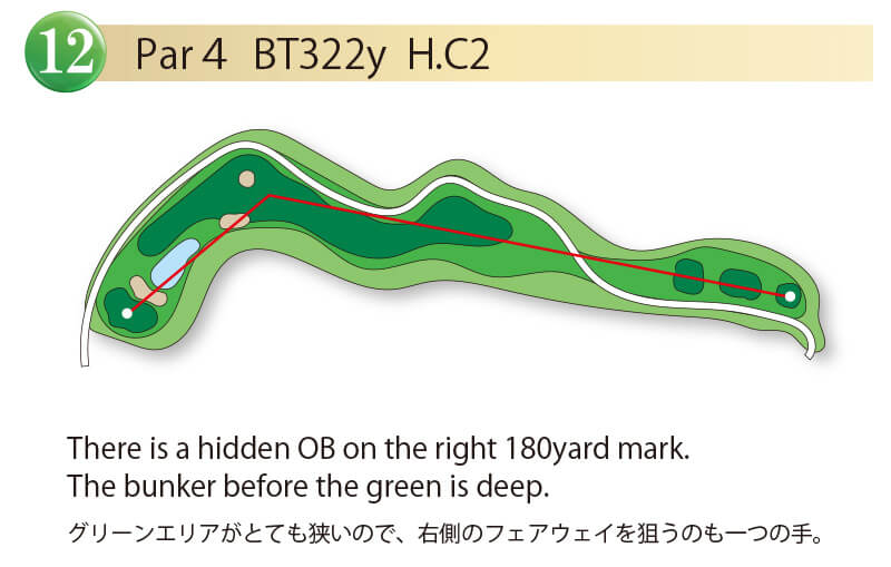 エナジック瀬嵩カントリークラブ IN12番ホール コース図