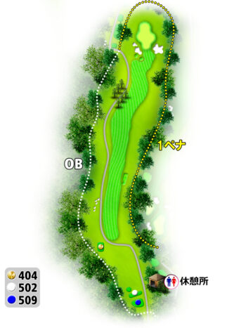 磯子カンツリークラブ IN14番ホール コース図