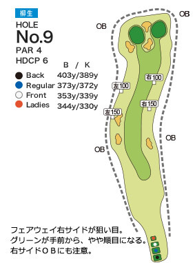 木津川カントリー倶楽部 柳生9番ホール コース図