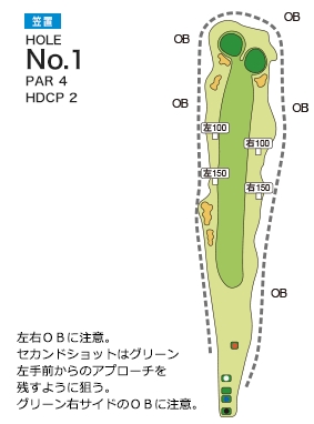 木津川カントリー倶楽部 笠置1番ホール コース図