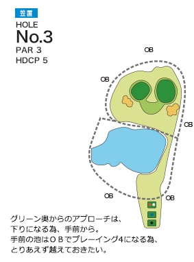 木津川カントリー倶楽部 笠置3番ホール コース図