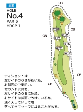 木津川カントリー倶楽部 笠置4番ホール コース図