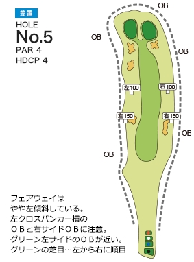 木津川カントリー倶楽部 笠置5番ホール コース図