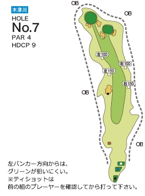 木津川カントリー倶楽部 木津川7番ホール コース図