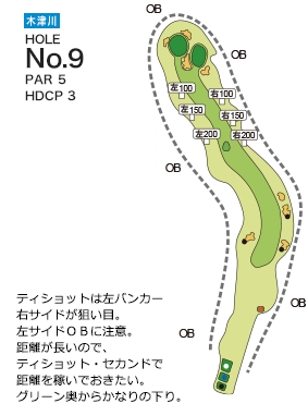 木津川カントリー倶楽部 木津川9番ホール コース図