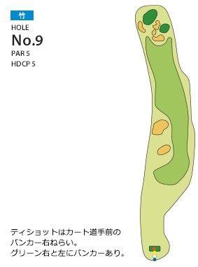 岸和田カントリー倶楽部 竹9番ホール コース図