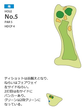 岸和田カントリー倶楽部 梅5番ホール コース図