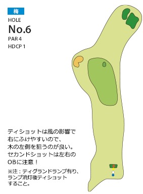 岸和田カントリー倶楽部 梅6番ホール コース図