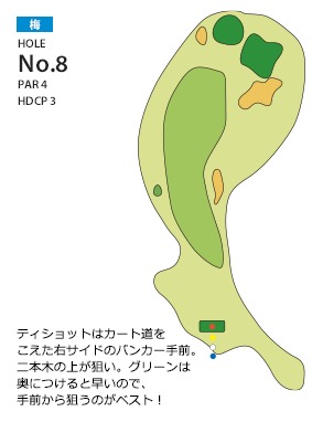 岸和田カントリー倶楽部 梅8番ホール コース図