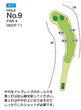 岡部チサンカントリークラブ 岡部OUT9番ホール コース図